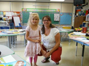 Kateri with her new teacher Miss Dayna